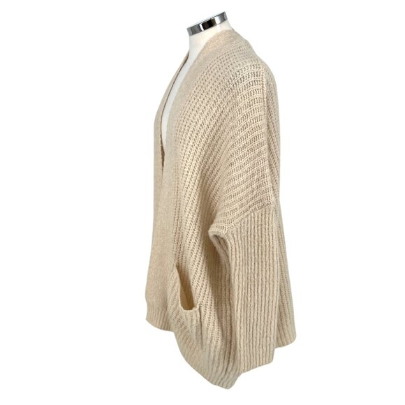 Dreamers Chunky Open Front Knit Cardigan Sweater Cream Size Medium - Picture 4 of 10